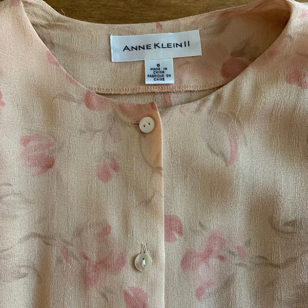 Anne Klein II Silk Floral Blouse – Size 6 – Vintage